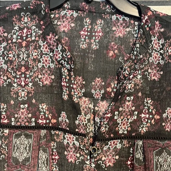 Maurice’s 2X Women’s Sheer Floral Button Up Blouse, #boho #floral, #sheer - Picture 2 of 5